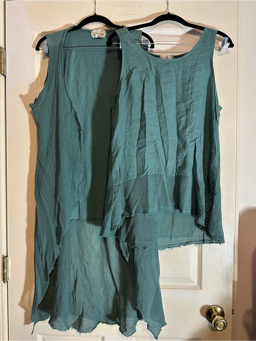Women's Sleeveless Layered Tank Top and cardigan in Teal